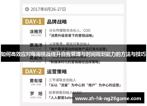 如何高效应对每周挑战提升自我管理与时间规划能力的方法与技巧